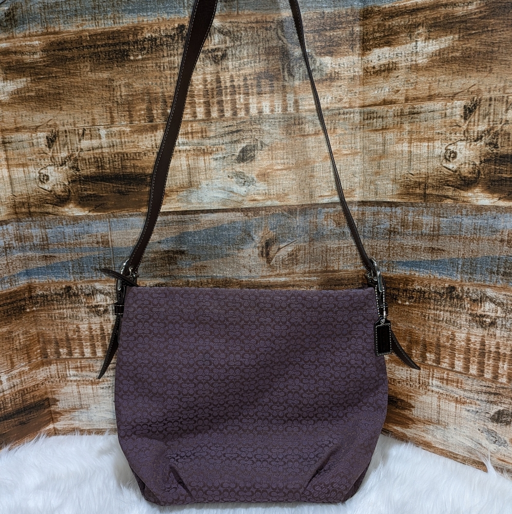 *RARE* COACH Purple Signature Canvas Convertible Duffle Crossbody Bag
